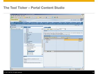 The Tool Ticker – Portal Content Studio




© 2011 SAP AG. All rights reserved.       36
 