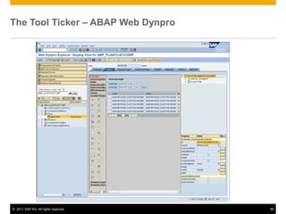 The Tool Ticker – ABAP Web Dynpro




© 2011 SAP AG. All rights reserved.   59
 