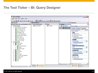 The Tool Ticker – BI: Query Designer




© 2011 SAP AG. All rights reserved.    64
 