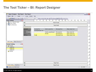 The Tool Ticker – BI: Report Designer




© 2011 SAP AG. All rights reserved.     65
 