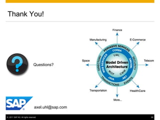 Thank You!




                               Questions?




                                axel.uhl@sap.com

© 2011 SAP AG. All rights reserved.                96
 
