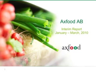 Axfood AB
        Interim Report
    January – March, 2010




1
 