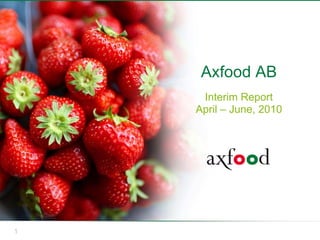 Axfood AB
     Interim Report
    April – June, 2010




1
 