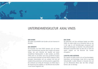 AGILITÄT ECHTHEIT KULTUR
Wir bieten Ihnen einen kompletten Service.
Wir bringen den Wein direkt von den
Weingütern in die Regale in allen
Verkaufsstellen. Unser logistisches Modell
basiert auf Geschwindigkeit, Informationen
und technische Effizienz, mit dem Ziel, dass
jeder Wein zur Verfügung steht, wenn er nötig
ist.
Wir sind spezialisiert auf die Erstellung von
kreativen Konzepten des Weins, die
bestimmt sind, um das Beste aus unserem
Land als Reaktion auf die Wünsche der
Verbraucher anzubieten. Dank der Arbeit
unseres Teams und durch die strategischen
Beziehungen, die wir mit unseren Partnern
haben.
Unser größter Wert ist unser Team. Eine
Familie, die einen Weg mit Entschlossenheit,
Demut und Motivation geht. Wir alle haben
eine Verpflichtung, mit unserer Gemeinde
und unserer Umwelt, daher unterstützen
wir kulturelle und ökologische
Initiativen.
 