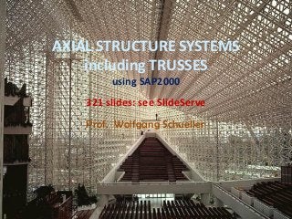 AXIAL STRUCTURE SYSTEMS
including TRUSSES
using SAP2000
321 slides: see SlideServe
Prof. Wolfgang Schueller
 