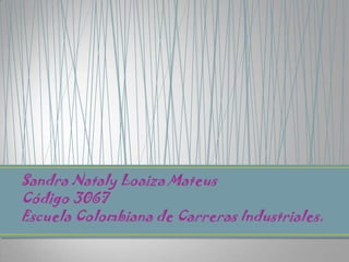 Sandra Nataly Loaiza Mateus
Código 3067
Escuela Colombiana de Carreras Industriales.
 