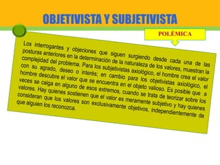 OBJETIVISTA Y SUBJETIVISTA
POLÉMICA
 