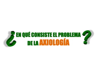 EN QUÉ CONSISTE EL PROBLEMA
DE LA AXIOLOGÍA
 