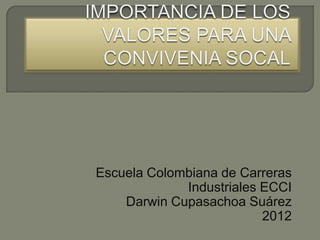 Escuela Colombiana de Carreras
             Industriales ECCI
    Darwin Cupasachoa Suárez
                          2012
 