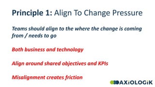Principle 1: Align To Change Pressure
Teams should align to the where the change is coming
from / needs to go
Both busines...