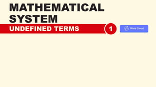 MATHEMATICAL
SYSTEM
UNDEFINED TERMS 1
 
