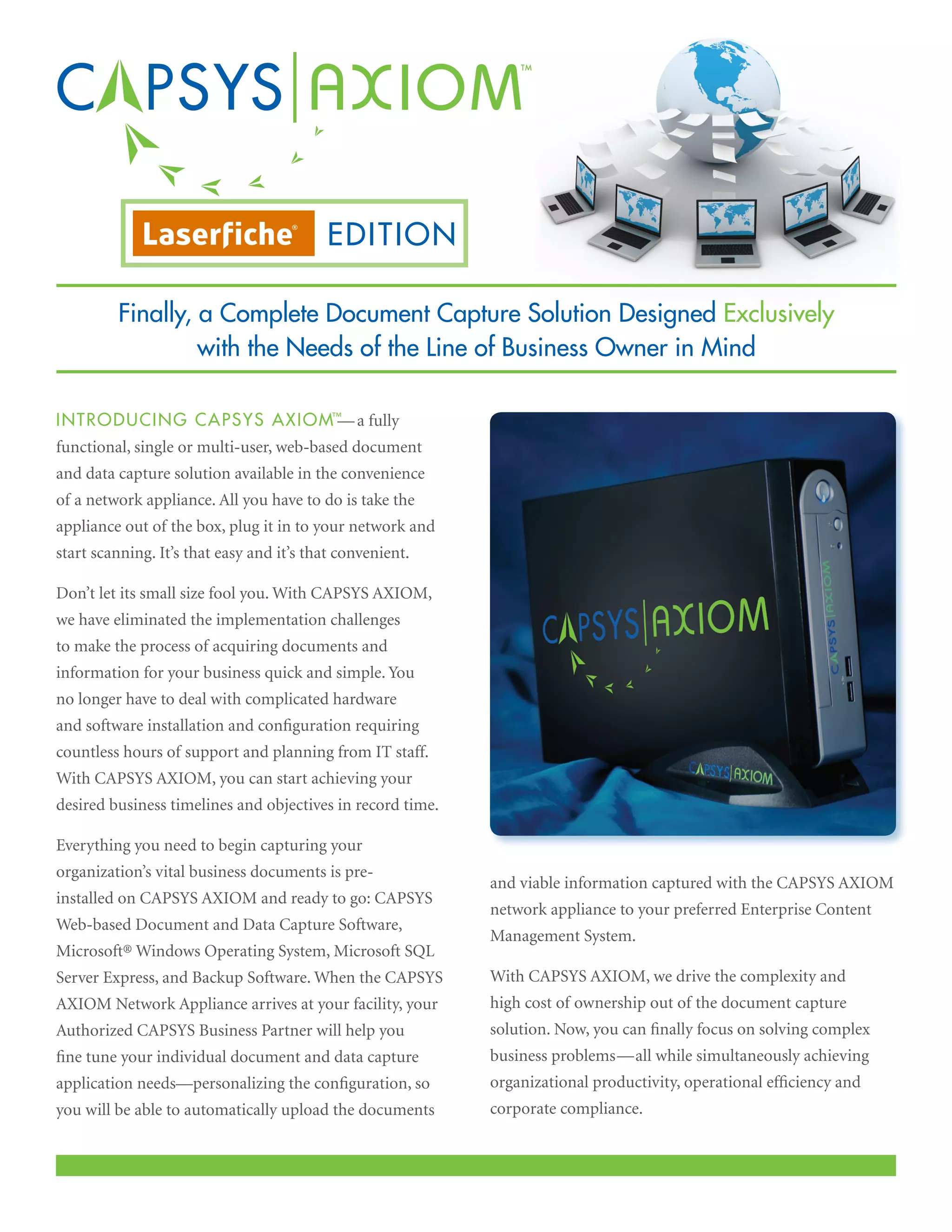 CAPSYS AXIOM Laserfiche Edition PDF