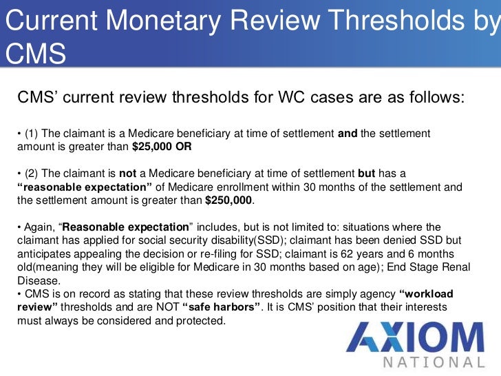 payment letter conditional medicare and MSA Workers National Compensation Axiom Liability