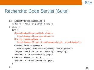Recherche: Code Servlet (Suite)




                                  22
 
