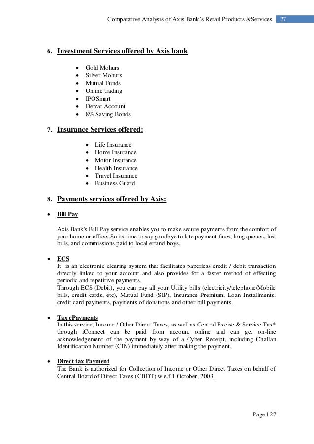 Axis bank internship final report