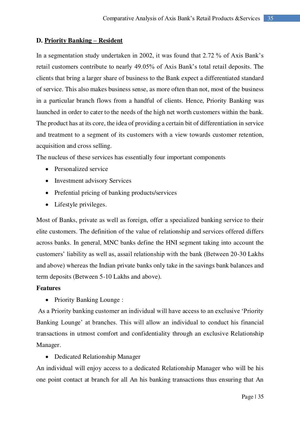 Axis bank internship final report