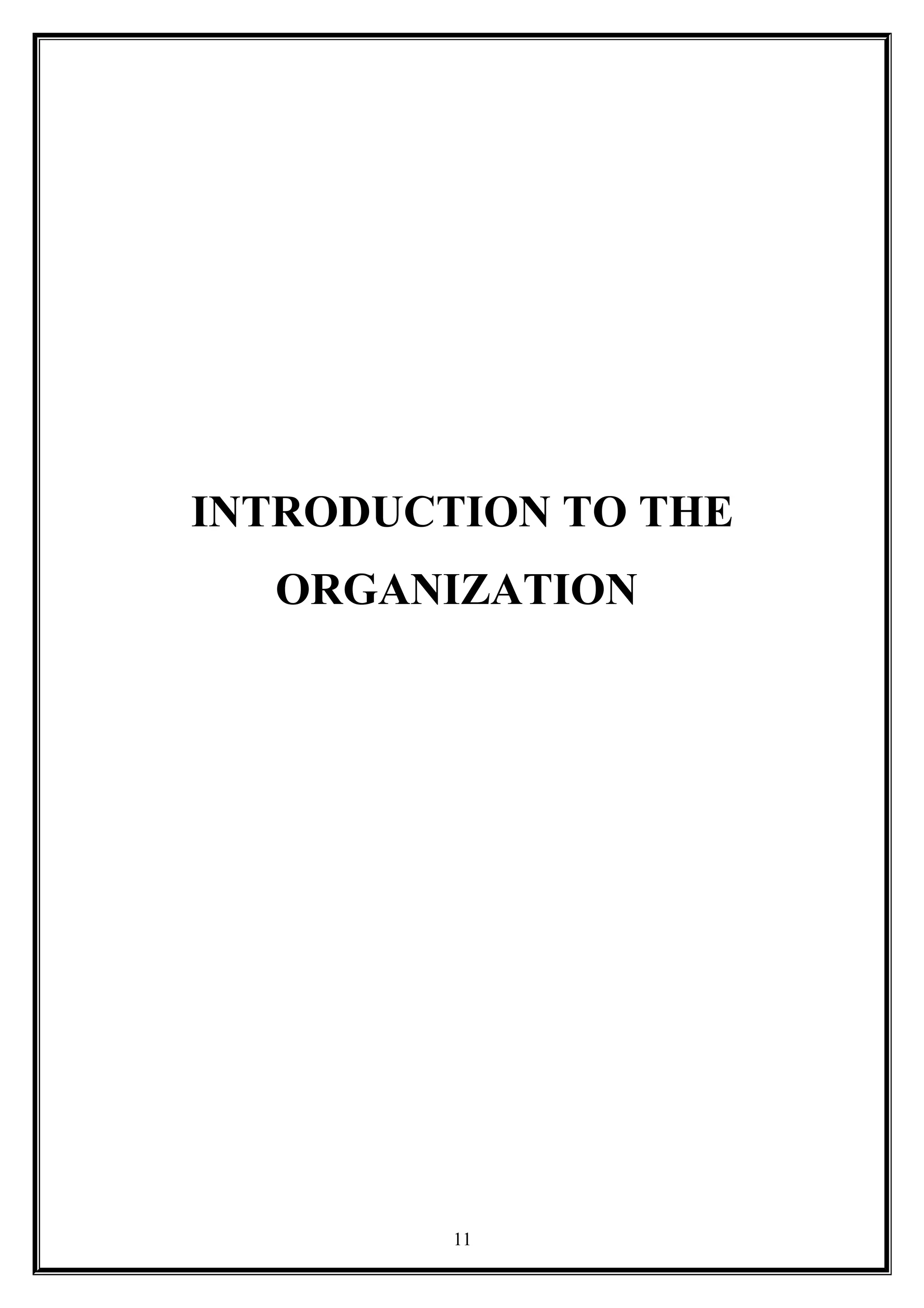 INTRODUCTION TO THE
ORGANIZATION
11
 