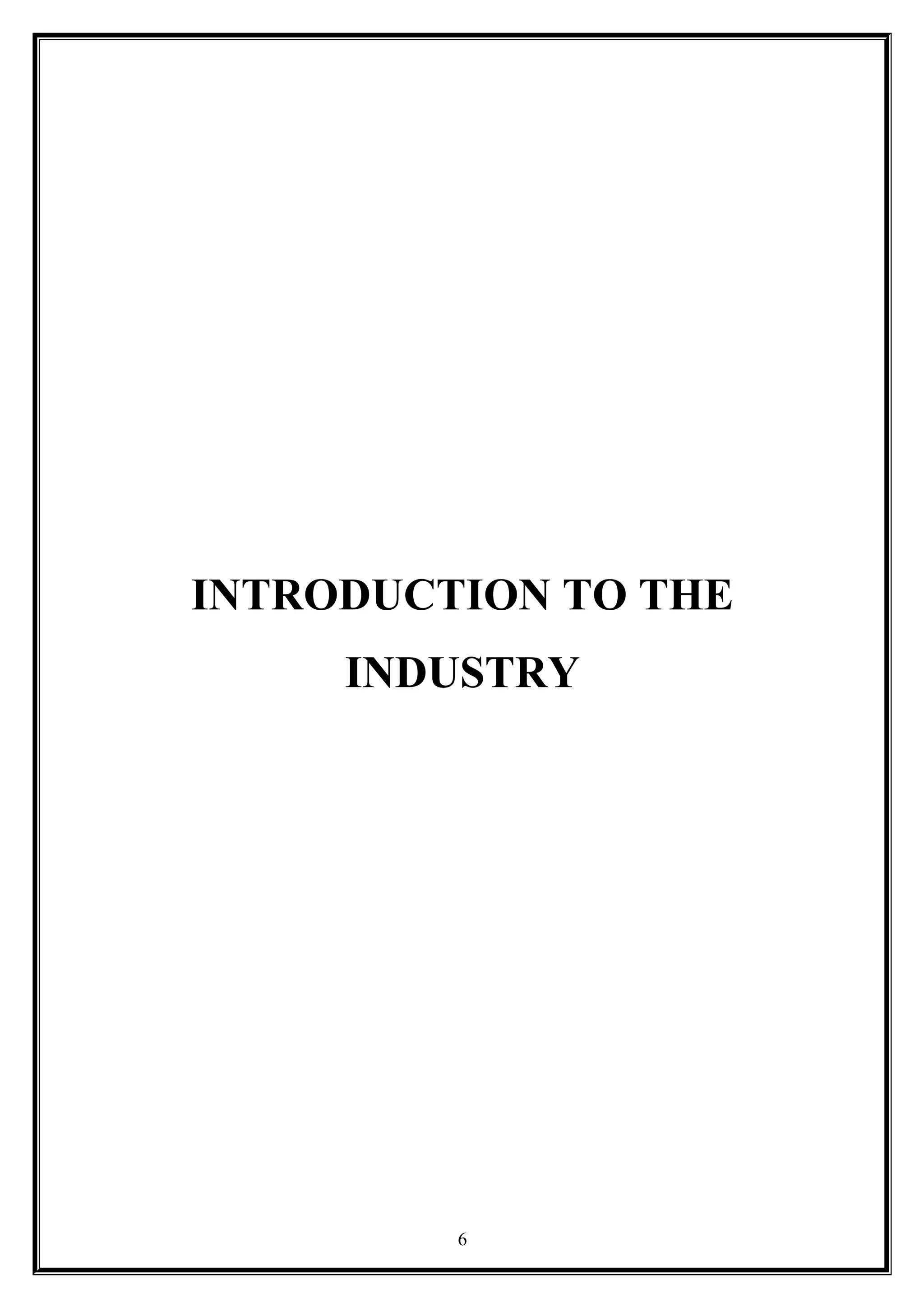 INTRODUCTION TO THE
INDUSTRY
6
 