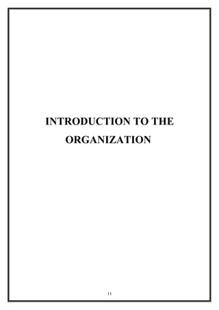 INTRODUCTION TO THE
ORGANIZATION
11
 