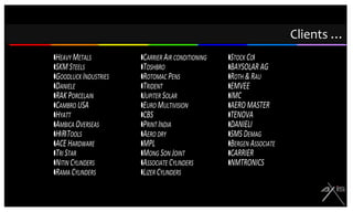 Testimonials …We have been associated with Axis team for many years and they have executed two international exhibitions (K-2007) and(K-2010) and 5 national exhibitions ( Plast India and IndiaChem ) for us. It has been a pleasure to interact with them. They have always acted with utmost professionalism, integrity and most of all,are very creative. I have never faced a problem and proud to unconditionally recommend them as they have the organizational capabilities, expertise and flair to execute projects of any size and type. We will be pleased to be associated with them for all our future projects. UmeshAnand - Managing Director,HPL Additives LimitedWe are very veryhappy with the performance of Axis Designers. The stand at the CPhI Worldwide was executed perfectly to our expectation and we look forward to work with Axis Designers again & again. - MihirDoshi, GlenmarkWe congratulate for the very satisfying & time framed execution of our stand at the CPhI Mumbai at Mumbai. Our stand was appreciated by our high officials and by our customers as well. Saleem Sheikh - Manager InternationalMarketing, Amoli Organics Pvt. Ltd."We are very pleased with the business relationship we share with Axis Designers. We have found their service to be dependable, friendly and efficient. Their attention to detail and willingness to listen to our needs has generatedthe results we were looking for." – Ch Ram, Head - Corporate Communications and Investor Relations, Orchid Chemicals & Pharmaceuticals Ltd