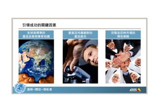 引領成功的關鍵因素
 全球高標準的          豐富且持續創新的   完整並反映市場的
產品品質與專家知識          產品組合       彈性策略




 創新 • 開放 • 領航者
 