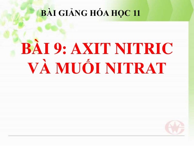 Axit Nitric Muối Nitrat Axit Nitric Muối Nitrat