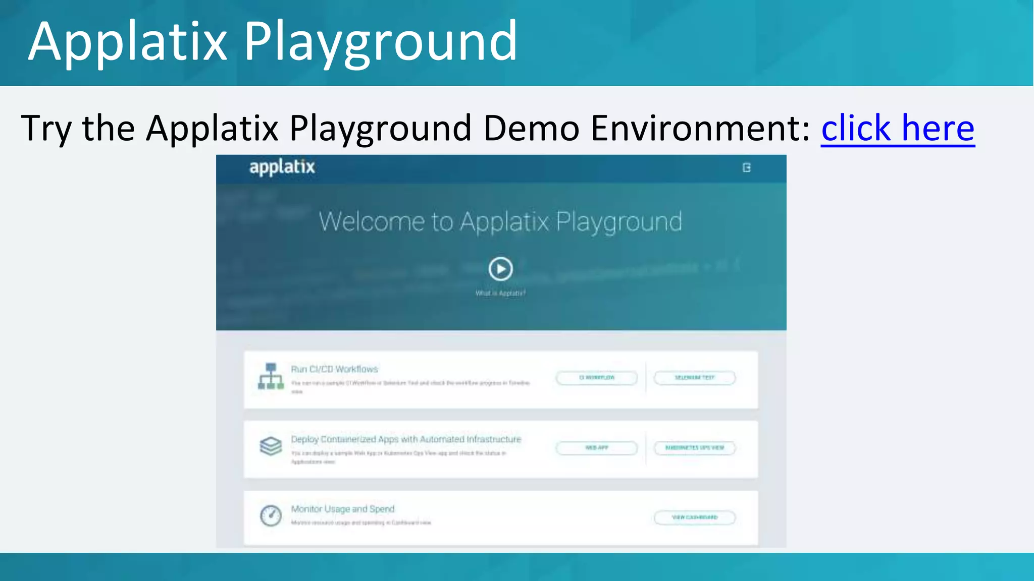 Applatix Playground
 