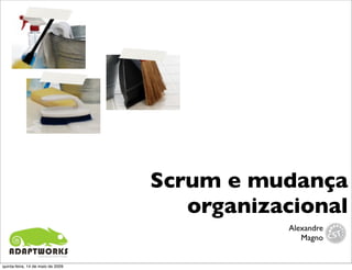 Scrum e mudança
                                      organizacional
                                              Alexandre
                                                 Magno


quinta-feira, 14 de maio de 2009
 