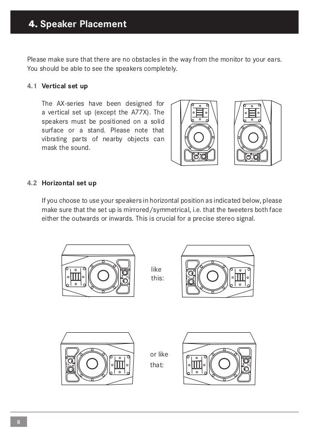 ADAM Audio A5X Aktif Yakın Stüdyo/Masaüstü Monitör Kullanım Klavuzu M…