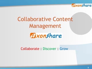 Collaborative Content
     Management


 Collaborate : Discover : Grow




                                 1
 
