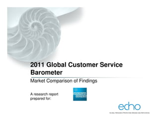 2011 Global Customer Service
Barometer
Market Comparison of Findings

A research report
prepared for:
 