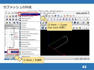 45
サブメッシュの作成
② Mesh -> Create
Sub-mesh を開く
① Mesh_1 を選択
 