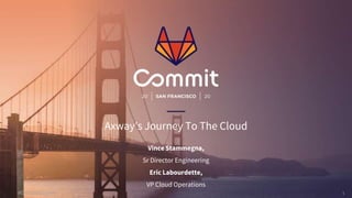 1#GitLabCommit
Axway’s Journey To The Cloud
Vince Stammegna,
Sr Director Engineering
Eric Labourdette,
VP Cloud Operations
 