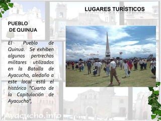 Platos típicosLa pachamancaCompuesta de diversas carnes sancochadas de forma natural, con papas, choclos y humitas. Todo esto es cocido por piedras calientes con hierbas aromáticas.