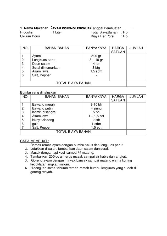 Bahan Bahan Untuk Membuat Ayam Goreng - Sekilas Bahan