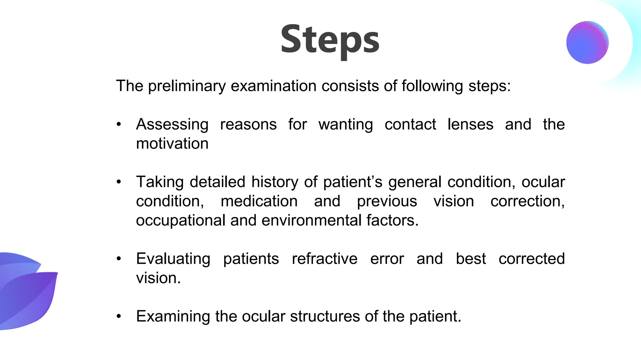 Contact lens pre fitting evaluation and Examination | PDF