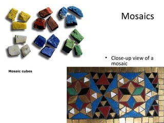 Mosaics Close-up view of a mosaic Mosaic cubes 
