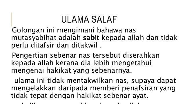 Ayat Dan Hadis Mutasyabihat