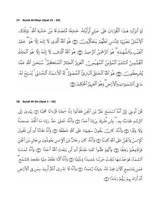 17. Surah Al-Hisyr (Ayat 21 - 24)
18. Surah Al-Jin (Ayat 1 - 10)