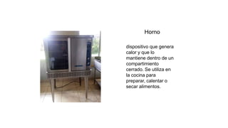 Horno
dispositivo que genera
calor y que lo
mantiene dentro de un
compartimiento
cerrado. Se utiliza en
la cocina para
preparar, calentar o
secar alimentos.
 