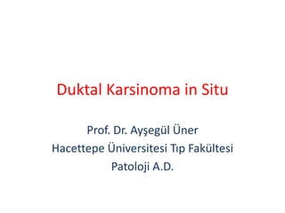 Duktal Karsinoma in Situ

      Prof. Dr. Ayşegül Üner
Hacettepe Üniversitesi Tıp Fakültesi
           Patoloji A.D.
 