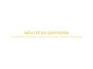 RÉALITÉ DU QUOTIDIEN
Les problématiques auxquelles nous devons répondre
 
