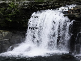 Su bu faydaları nasıl sağlayabiliyor? 
1.Mineraller(Hangi mineraller… ) 
2.H2O 3.Bilmiyorum/Hiç düşünmedim 4.Diğer… 
• Genelde mineraller 
• Birkaç kişi H2O 
• Birkaç kişide hepsi 
 