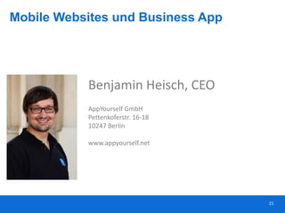 Apps und mobile Webseiten - Mobile Marketing für KMUs Slide 21