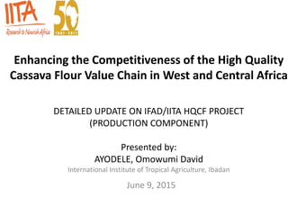 Enhancing the Competitiveness of the High Quality
Cassava Flour Value Chain in West and Central Africa
DETAILED UPDATE ON IFAD/IITA HQCF PROJECT
(PRODUCTION COMPONENT)
Presented by:
AYODELE, Omowumi David
International Institute of Tropical Agriculture, Ibadan
June 9, 2015
 