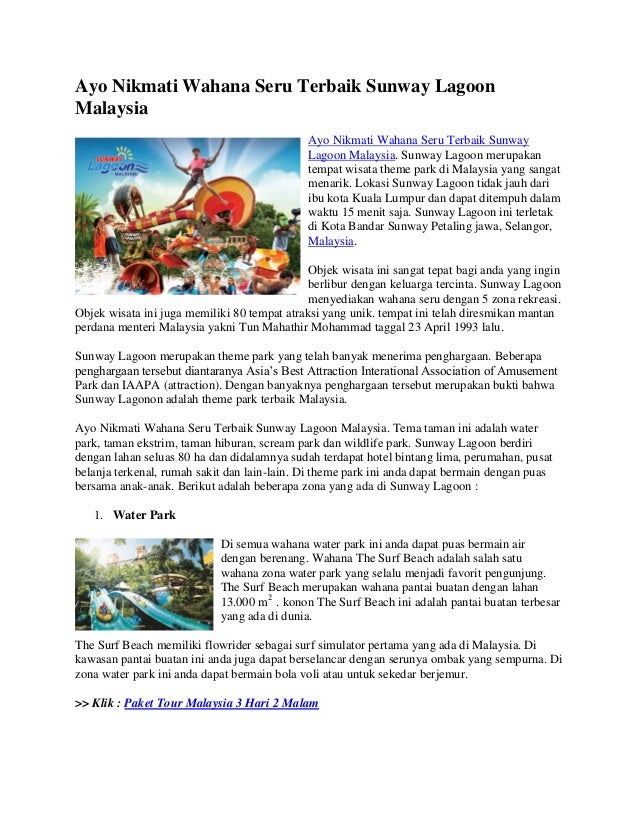 Ayo Nikmati Wahana Seru Terbaik Sunway Lagoon Malaysia Ayo Nikmati Wahana Seru Terbaik Sunway Lagoon Malaysia