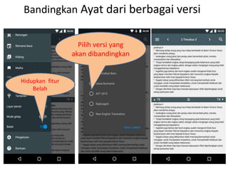 Bandingkan Ayat dari berbagai versi
Hidupkan fitur
Belah
Pilih versi yang
akan dibandingkan
 
