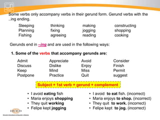 Verb +GerundWhat do youliketo do in yourspare time?Well I do manythings:I enjoyreading.I enjoyeatingout.I enjoygoingtothemovies.I enjoyspending time withfamily and friends.