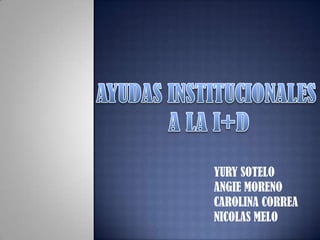 AYUDAS INSTITUCIONALES  A LA I+D YURY SOTELO ANGIE MORENO CAROLINA CORREA NICOLAS MELO 