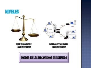 NIVELES EQUILIBRIO ENTRE LAS DIMENSIONESINTERCONEXIÓN ENTRE LAS DIMENSIONESINCIDIR EN LOS MECANISMOS DE ESTÍMULO